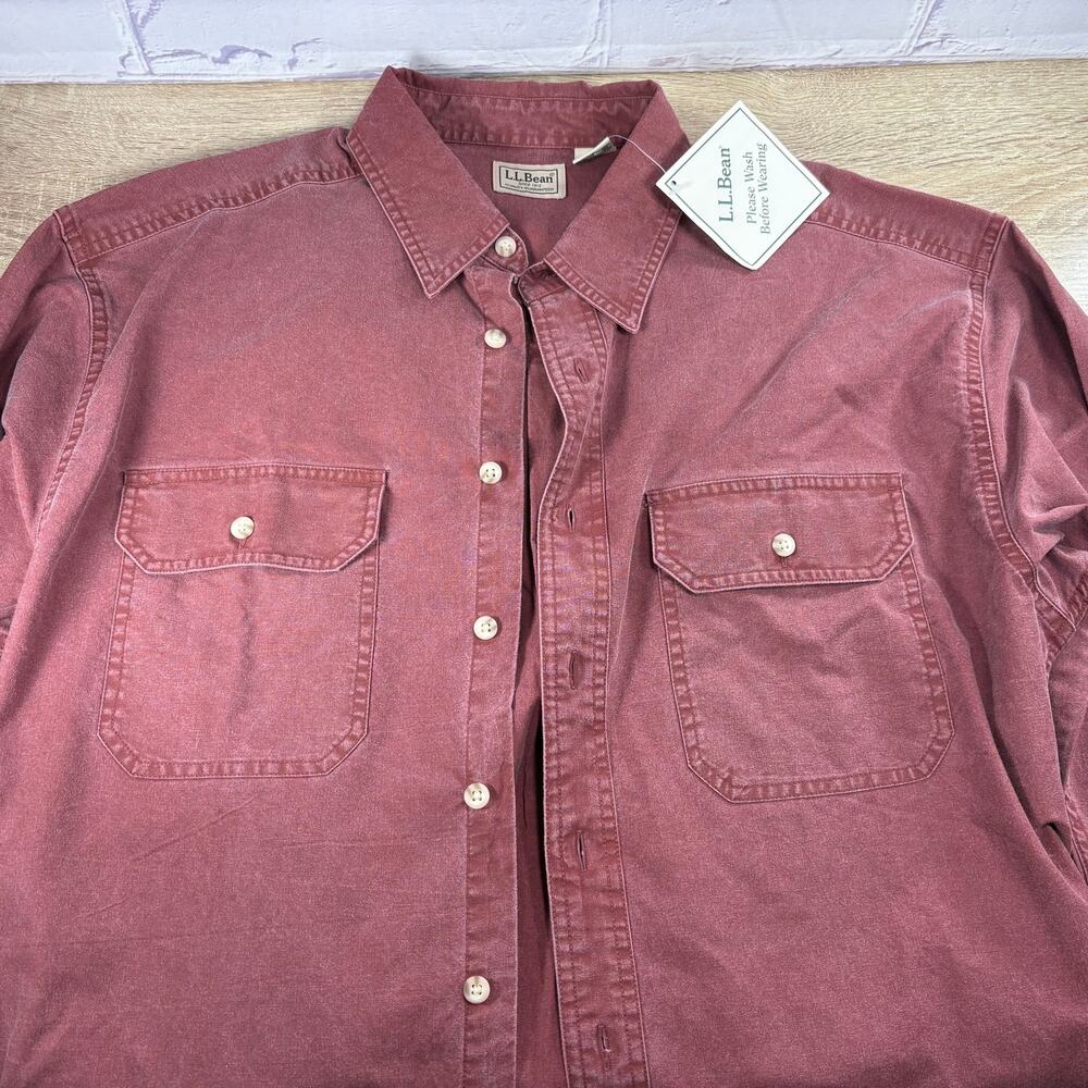 L.L. Bean Vintage Red Button Down Shirt Men's Large Long Sleeve Cotton NEW